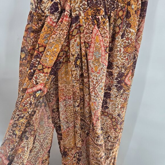 Xhilaration Orange Brown Boho Gypsy Gauze Semi-Sheer Maxi Dress Size Small - Picture 7 of 12